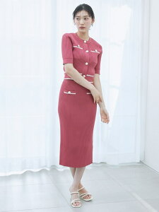 �ySALE�^50%OFF�z���^���{�^���j�b�g�Z�b�g�A�b�v SNIDEL �X�i�C�f�� �g�b�v�X ���̑��̃g�b�v�X �l�C�r�[ �s���N �z���C�g�yRBA_E�z�y���������z[Rakuten Fashion]