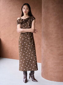 【SALE／50%OFF】フラワープリントドレープワンピース SNIDEL スナイデル ワンピース・ドレス ワンピース グレー ピンク【RBA_E】【送料無料】[Rakuten Fashion]