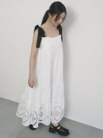 ショルダーリボンワンピース SNIDEL スナイデル ワンピース・ドレス ワンピース ホワイト ブラック【先行予約】*【送料無料】[Rakuten Fashion]