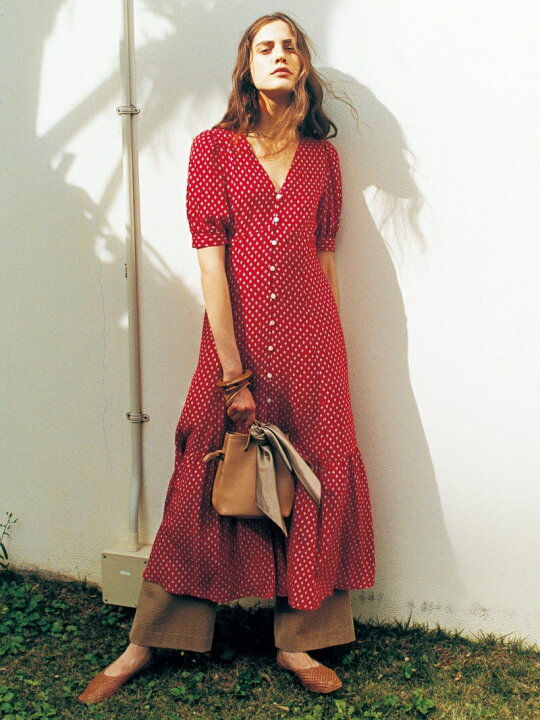 楽天市場】パフスリーブプリントロングOP SNIDEL スナイデル  