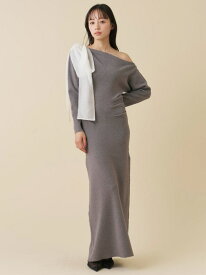 ショルダーリボンニットワンピース SNIDEL スナイデル ワンピース・ドレス ワンピース グレー ブラック【送料無料】[Rakuten Fashion]