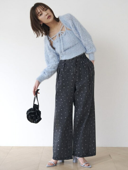 楽天市場】【SALE／50%OFF】フラワーデザインデニムパンツ 