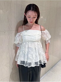 【SALE／50%OFF】バリエオフショルレースチュニック SNIDEL スナイデル トップス シャツ・ブラウス ネイビー【RBA_E】【送料無料】[Rakuten Fashion]