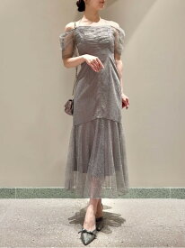 【SALE／50%OFF】ギャザードレープレースドレス SNIDEL スナイデル ワンピース・ドレス ワンピース グレー ピンク【RBA_E】【送料無料】[Rakuten Fashion]