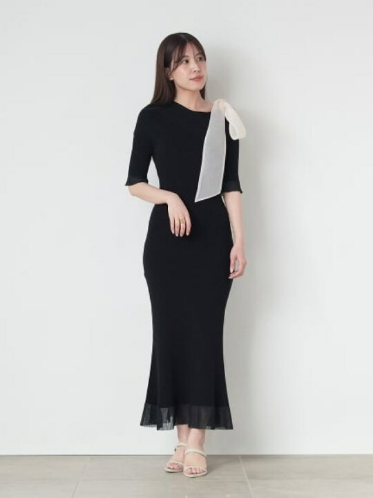 楽天市場】【SALE／50%OFF】ショルダーリボンアシメニットワンピース 