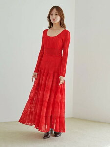 �ySALE�^50%OFF�z���[�X�N���V�F�����O�h���X SNIDEL �X�i�C�f�� �����s�[�X�E�h���X �����s�[�X ���b�h �u���b�N�yRBA_E�z�y���������z[Rakuten Fashion]
