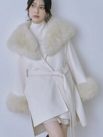 ファーケープコート SNIDEL スナイデル ジャケット・アウター その他のジャケット・アウター ホワイト【先行予約】*【送料無料】[Rakuten Fashion]