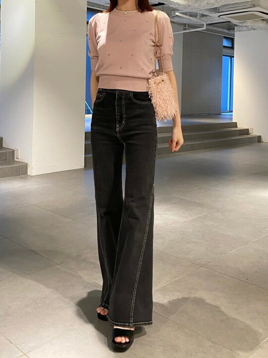 楽天市場】Sustainableストレッチフレアデニムパンツ SNIDEL  