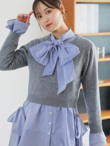�ySALE�^50%OFF�z���C���[�h�{�E�^�C�`���j�b�N SNIDEL �X�i�C�f�� �g�b�v�X �j�b�g �l�C�r�[ �O���[�yRBA_E�z�y���������z[Rakuten Fashion]