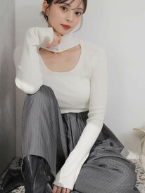 【SALE／40%OFF】2wayクロップドハイネックプルオーバー SNIDEL スナイデル トップス ニット ピンク ブラック【RBA_E】【送料無料】[Rakuten Fashion]