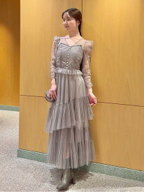 Sustainableティアードチュールドレス SNIDEL スナイデル ワンピース・ドレス ワンピース イエロー グレー【送料無料】[Rakuten Fashion]