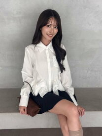 【SALE／50%OFF】ヘムボリュームシャツ SNIDEL スナイデル トップス シャツ・ブラウス ネイビー ホワイト【RBA_E】【送料無料】[Rakuten Fashion]