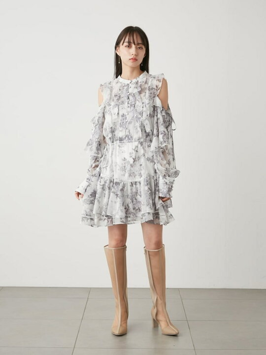 楽天市場】【SALE／50%OFF】プリントフリルシフォンミニワンピース  