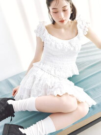 コットンフリルスカショーパン SNIDEL スナイデル パンツ その他のパンツ ブラック ホワイト【先行予約】*【送料無料】[Rakuten Fashion]