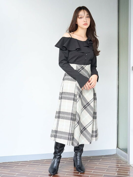 楽天市場】ロービングチェックロングスカート SNIDEL スナイデル  