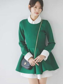 シャツレイヤードニットチュニック SNIDEL スナイデル トップス ニット グリーン ホワイト ネイビー【送料無料】[Rakuten Fashion]