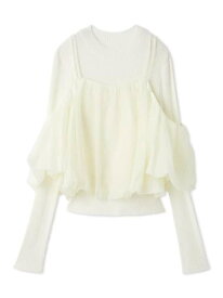 オフショルレイヤードニットプルオーバー SNIDEL スナイデル トップス ニット グリーン ブラック ホワイト【先行予約】*【送料無料】[Rakuten Fashion]