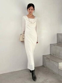 ドレープバックサテンロングワンピース SNIDEL スナイデル ワンピース・ドレス ワンピース グレー ホワイト【先行予約】*【送料無料】[Rakuten Fashion]