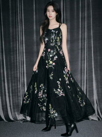 エンブロイダリーチュールドレス SNIDEL スナイデル ワンピース・ドレス ワンピース ブラック【先行予約】*【送料無料】[Rakuten Fashion]