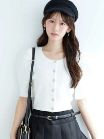 フルーツボタンパフニットカーディガン SNIDEL スナイデル トップス カーディガン イエロー【送料無料】[Rakuten Fashion]