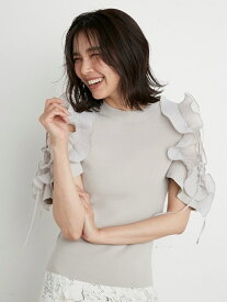 Sustainableフリルスリーブニットプルオーバー SNIDEL スナイデル ニット ニットその他 グレー ブラック ブルー【先行予約】*【送料無料】[Rakuten Fashion]