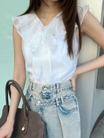 【SALE／50%OFF】ビッグカラーシアーブラウス SNIDEL スナイデル トップス シャツ・ブラウス ブラック ホワイト ピンク【RBA_E】【送料無料】[Rakuten Fashion]