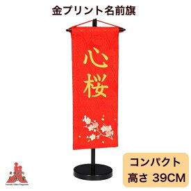 雛人形 名前旗 プリント コンパクトサイズ 飾り台付 梅 名前旗