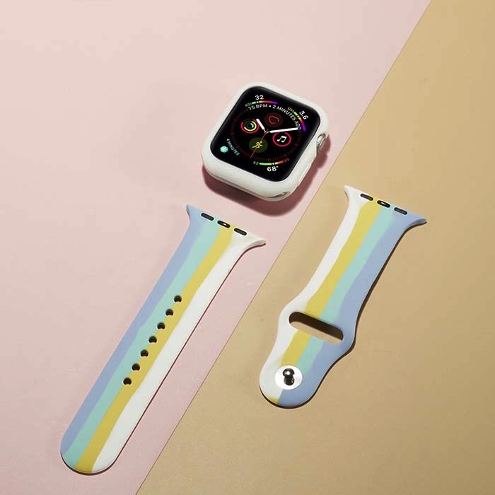 楽天市場】Apple Watch マルチカラー ストライプ シリコン 交換バンド