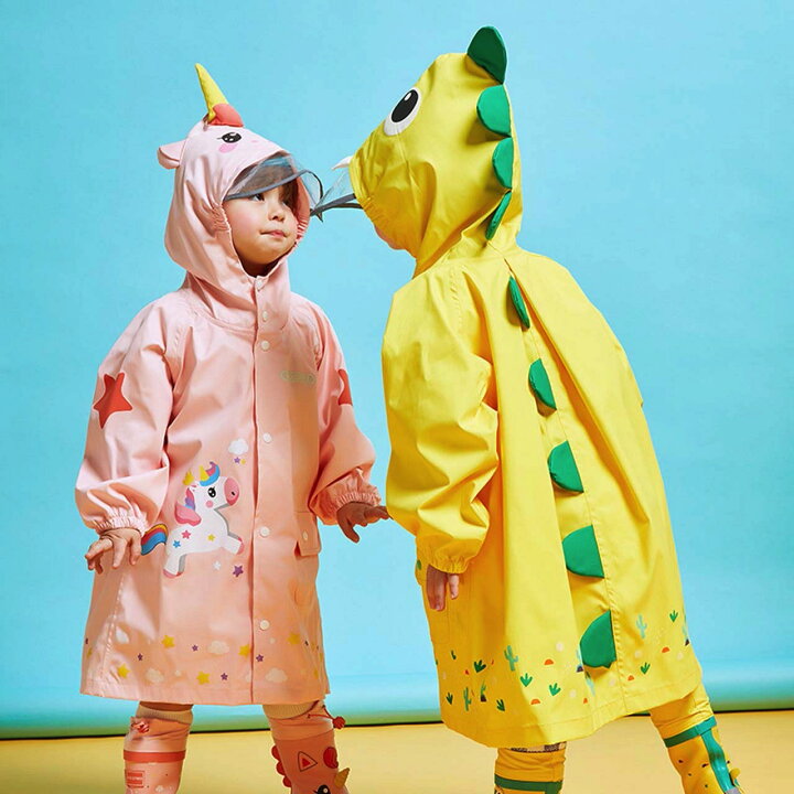 楽天市場 キッズ レインコート キャラクター 恐竜 ヒヨコ ユニコーン コアラ カッパ ポンチョ 子供用 収納ポーチ付き Sno 楽天市場店