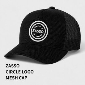 zasso サークルロゴ メッシュキャップ メンズ レディース 帽子 UVカット 通気性 軽量 夏用 キャップ 黒 メッシュ帽子 フリーサイズ アウトドア ゴルフ キャンプ スポーツ 紫外線対策 男女兼用