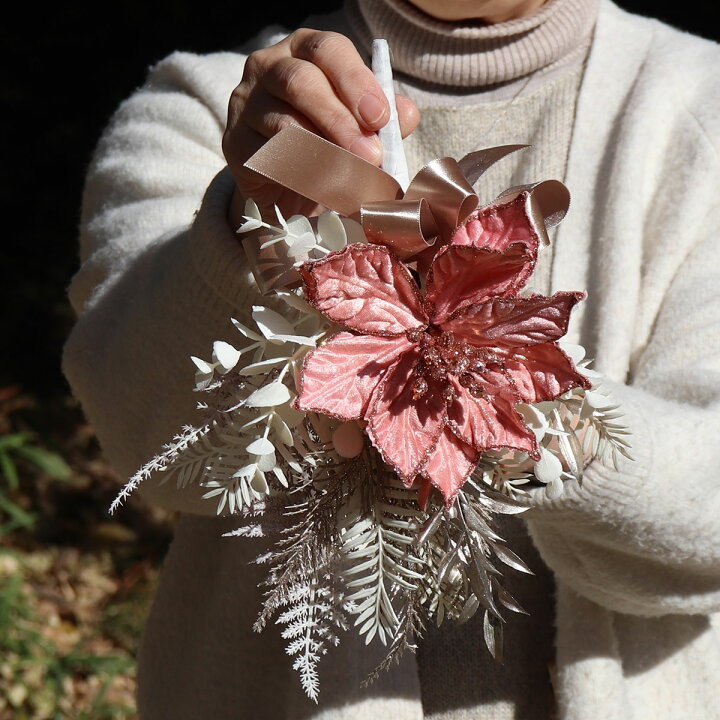 楽天市場】スワッグクリスマス クリスマススワッグ ポインセチア 造花 