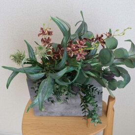 アーティフィシャルフラワー アレンジ 事務所 移転祝い 花 アレンジメント インテリア 造花 開店祝い 新築祝い プレゼント おしゃれ 開院祝い オープン祝い 開院 10 周年 お祝い スタッフ から 大型　「エリンジウムとユーカリアレンジ」