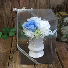 アウトレット067 お祝い 花 プリザーブドフラワー ペティ ブルーホワイト 結婚祝い 誕生日