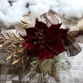 クリスマスリース クリスマス オーナメント 飾り ポインセチア 玄関 外 ホワイト 壁掛 おしゃれ 開店祝い 開院祝い 開業祝い 新築祝い プレゼント 開店祝い 造花 誕生日 インテリア アーティフィシャルフラワー 花 誕生日 壁掛 縦型 「クリスマスタッセル」