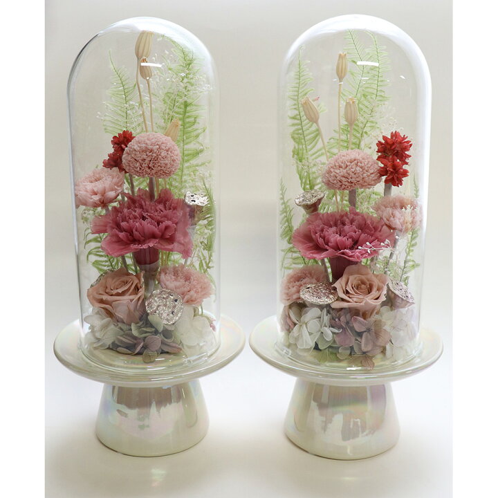 楽天市場】プリザーブドフラワー 仏花 ドーム 一対 【対 セット 桃菊  