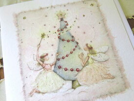 英国から【妖精たちとクリスマスツリー】天使と妖精たちのクリスマスカードベルニ・パーカーが描くやさしいフェアリーのイラストやわらかな色彩と繊細なタッチそのままオブジェにして飾れます！