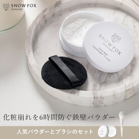 美容ランキング パウダーブラシセット SNSで話題の鉄壁パウダー SNOW FOX SKINCARE スノーメルト モイスチャー マットブライト パウダー フォックス テール ブラシ セット 鉄壁ファンデ フェイスパウダー ルースパウダー 保湿 毛穴 送料無料