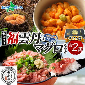 福雲丹80g バフンウニ 鮪たたき 各1個（特製箱/ギフト箱）うに専門店 世壱屋 ギフト 北海道産 ウニ 北海道 うに 冷凍 国産 ミョウバン不使用 無添加 まぐろたたき マグロのたたき 海鮮セット 母の日ギフト 食べ物 花以外 母の日 海鮮 丼 北海道 余市町 グルメ