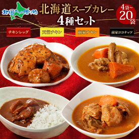 北海道 スープカレー・カレー 4種セット 4食/10食/20食 (4種:北国まるごとチキンレッグスープカレー/南家チキン/南家チキンココナッツ/天竺チキン)業務用 ご当地カレー スープカレー レトルト カレー スープカレー 北海道 お土産 お歳暮 カレー ギフト 常温保存 送料無料