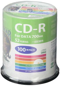 HI-DISC CD-R f[^p e700MB 52{Ή CNWFbgΉ 100XshP[X HDCR80GP100