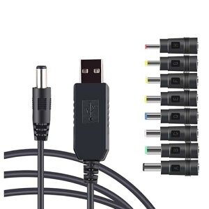 USB dP[u ϊvOt DC[dR[h 5.5x2.1mm 12V/2.1A DC WbNϊ A_v^ @ PSP \[[pl oCobe[ȂǗpA_v^(1{1M+8ϊvO)