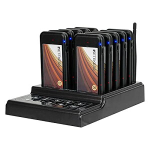 Retekess TD174 呼び出しベル 受信機10台 【電波法適合】 振動/ブザー/LED点滅 業務用 ワイヤレスお客様呼び出しベル 子機増設、ステッカー変更可能 呼び出しチャイム フードコート コールベル