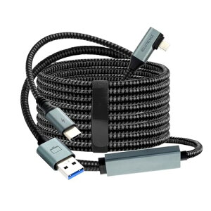 ELUTENG LinkP[u 5m [dȂV iC҂ݑf USB 3.0 5Gbpsf[^] 18W}[d TypeC to A+C 2in1 P[u 5[g L^ VRwbhZbg Meta Quest 3/Pico4ɓKp Q[PC/Steam VRp