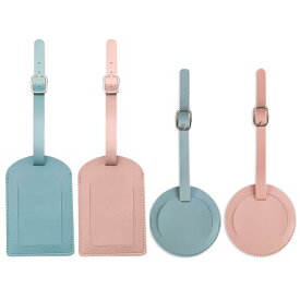MAEXUS ネームタグ PUレザー 軽量 4個入り荷物タグ 防水 ラゲッジタグ ネームタグ スーツケース タグ 紛失 防止ダメージ スーツケース ネームタグ プライバシー保護 通勤ビジネス - ピンク、ブ