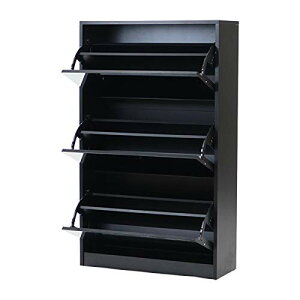 シューズボックス シューズラック 前面ミラー付き 大容量 スリム 黒 靴箱 下駄箱 靴収納 シューズキャビネット 玄関 玄関収納 靴 木製 収納 フラップ 下足入れ 靴入れ 鏡 姿見 全身鏡 ブラッ