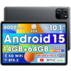 y2025VԁE Android 15 ^ubg ʁz ^ubg 10C` Wi-Fif 14GB+64GB+1TB-TFg AhCh 6000mAh PD18WType-C[d 8RACPU 2.4G5G/WiFi/Bluetooth5.2/F/e  Youtube Wide