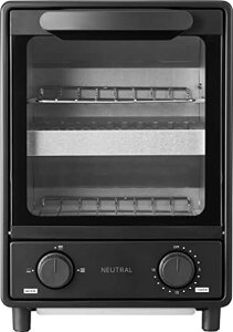 NEUTRAL オーブントースター NR-K-TS4 (ブラック) 縦型トースター 2段トースター スリム 1000W 3段階火力切替 庫内温度調節機能 シンプル モノクロ NR-K-TS4
