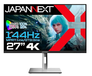 JAPANNEXT 27C` Q[~Oj^[ 144Hz 1ms 4K UHD 3840x2160𑜓x IPS pl fBXvC (HDMI/DisplayPort/VESAΉ//](s{bg)@\/u[CgJbg / p178°) JN-IPS27144UHDR-HSP
