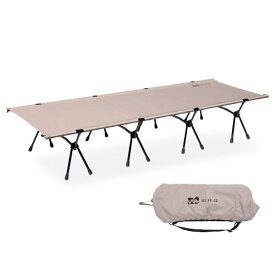 WAQ 2WAY WIDE COT 2WAYワイドコット コット キャンプ用コット キャンプベッド 幅広ハイロー 折りたたみ 幅80cm (BEIGE GRAY(ベージュグレー) - 600Dシート)