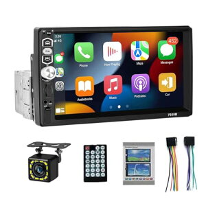 1 Din 7uiʃ^b`plԍڃWIACarPlay Android Auto 12 LEDwʃJtABluetooth/~[N/FM/EQ/USB/AUXXeAOzC[Ή